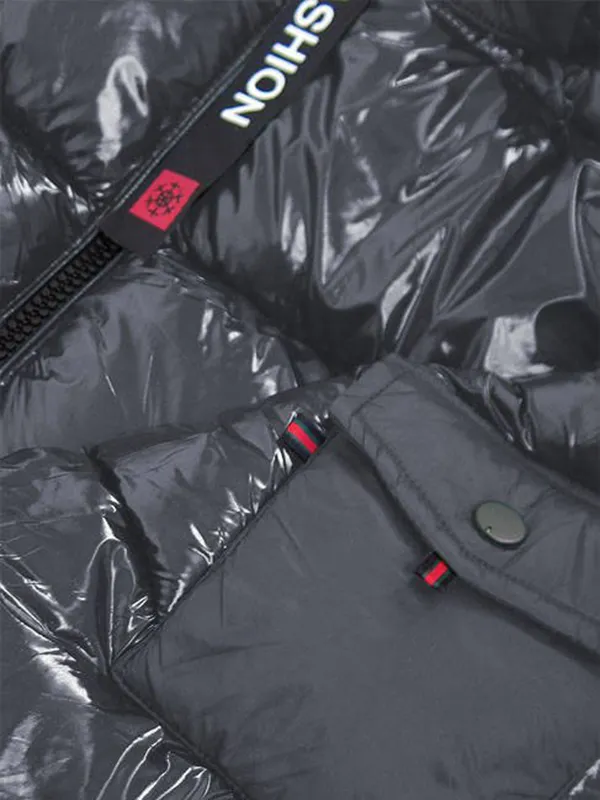 Ladies Shiny Winter Jacket Graphite Yellow