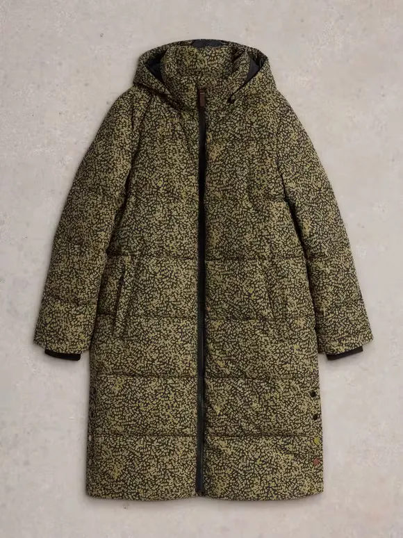 Quilted Coat In Black Print