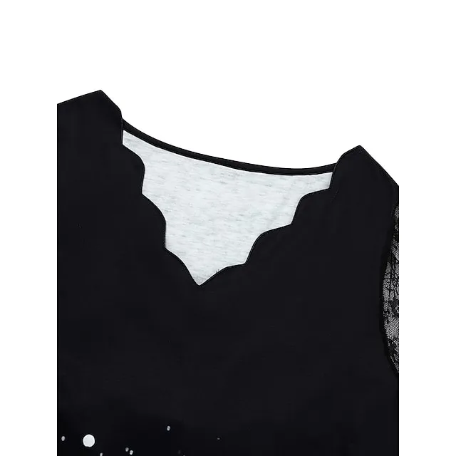 Women's Casual Dress Shift Dress Midi Dress Red Blue Purple Short Sleeve Color Gradient Lace Summer Spring Scalloped Neck Fashion Vacation Summer Dress Spring Dress 2023 S M L XL XXL 3XL 4XL 5XL