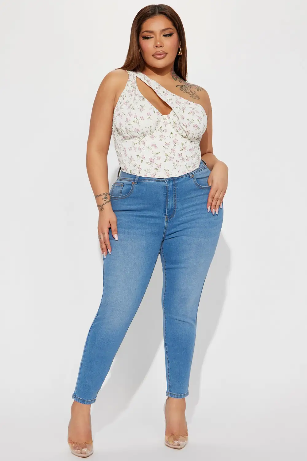 Claret Floral Corset Top - Cream/combo