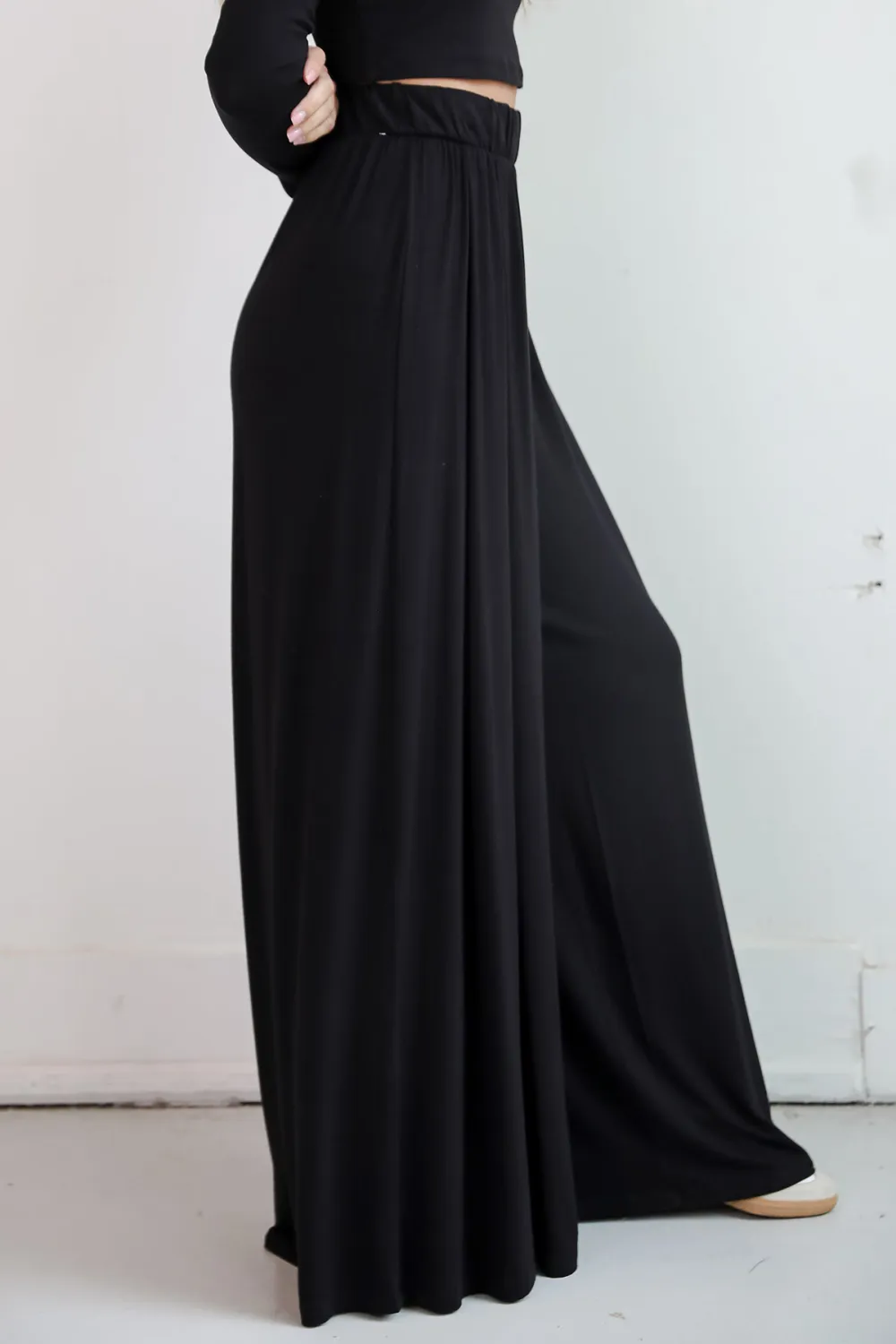 Sophisticated Step Black Pleated Wide Leg Pants