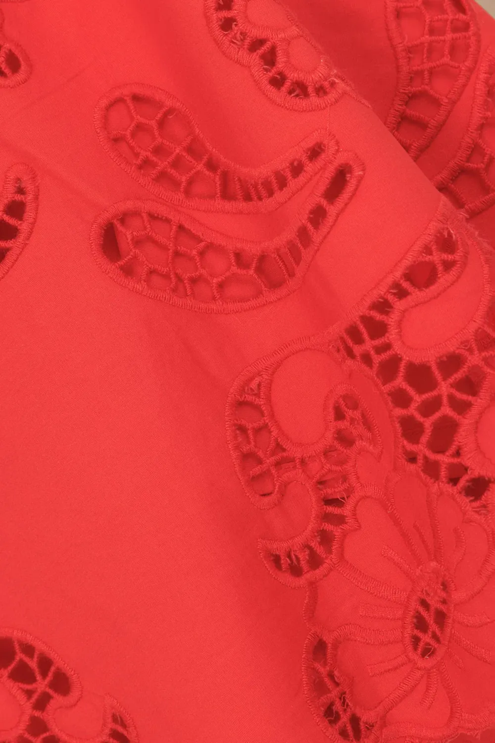 Embroidered Wrap Style Short Sleeve Top