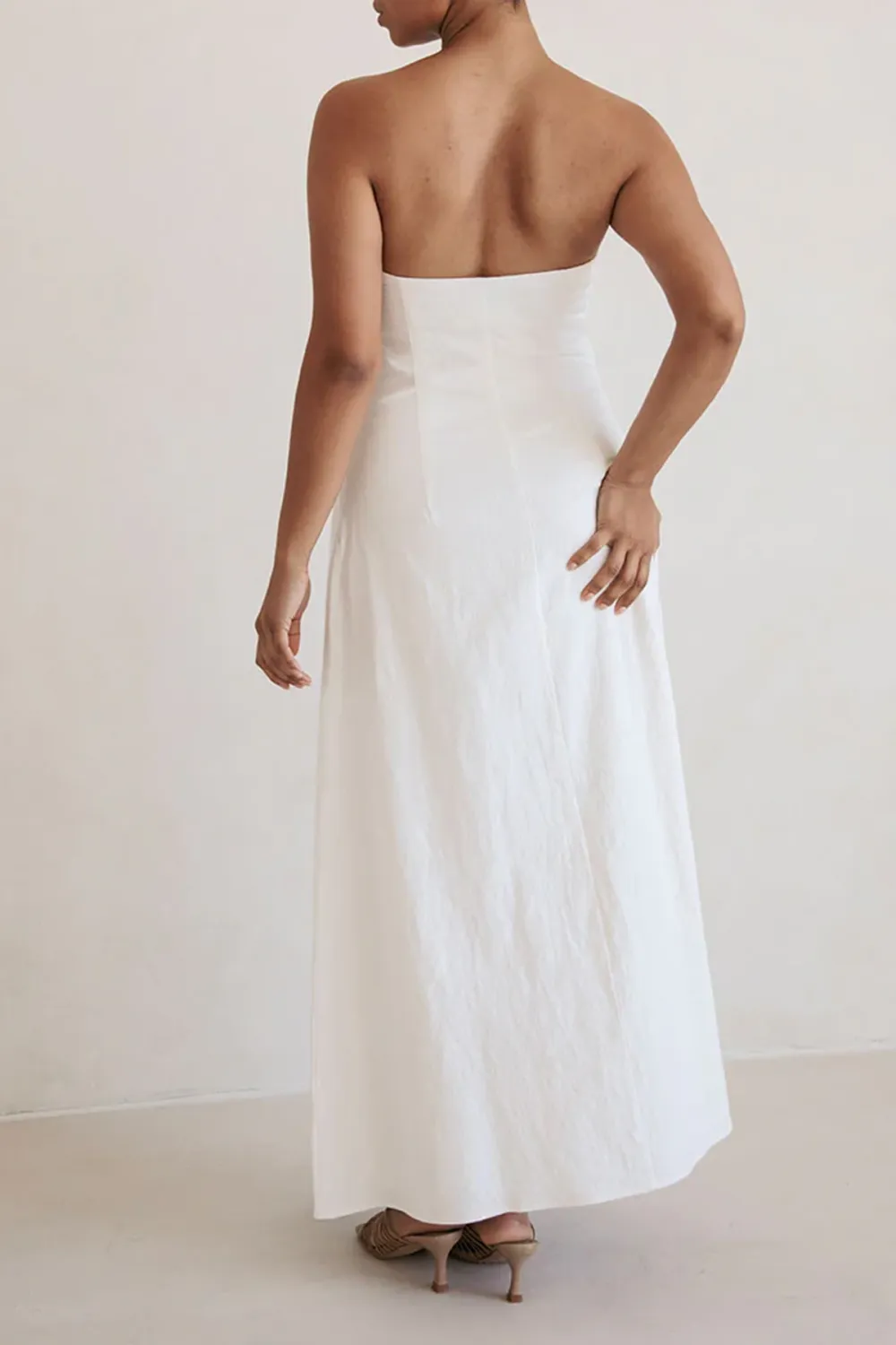 Strapless Wrap Style Midi Dress