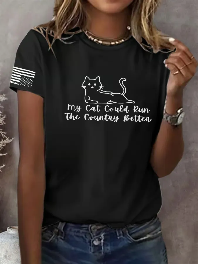 Women'S T-Shirt Women'S FDT Printed Round Neck T-Shirt Cartoon Pattern And Letter Print