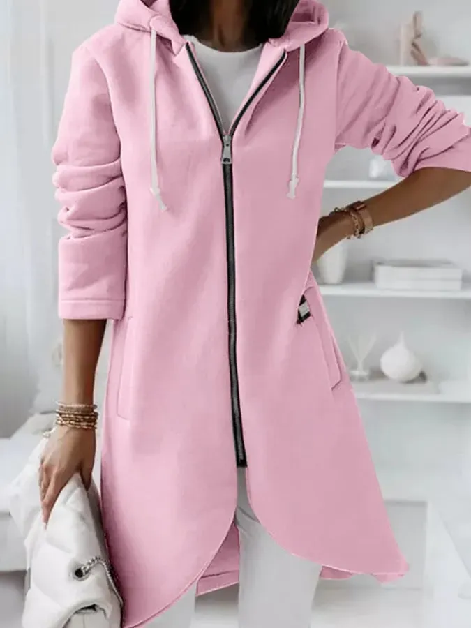 Women's Mid-Length Fleece Zip Hoodie