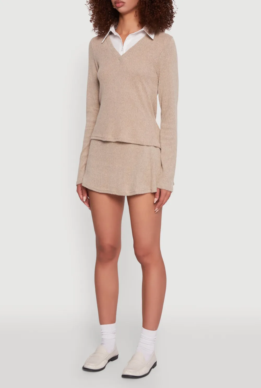 Fake Two Shirts Collar Sweater