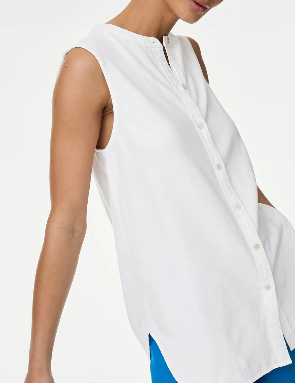 White Sleeveless Sleeveless Shirt