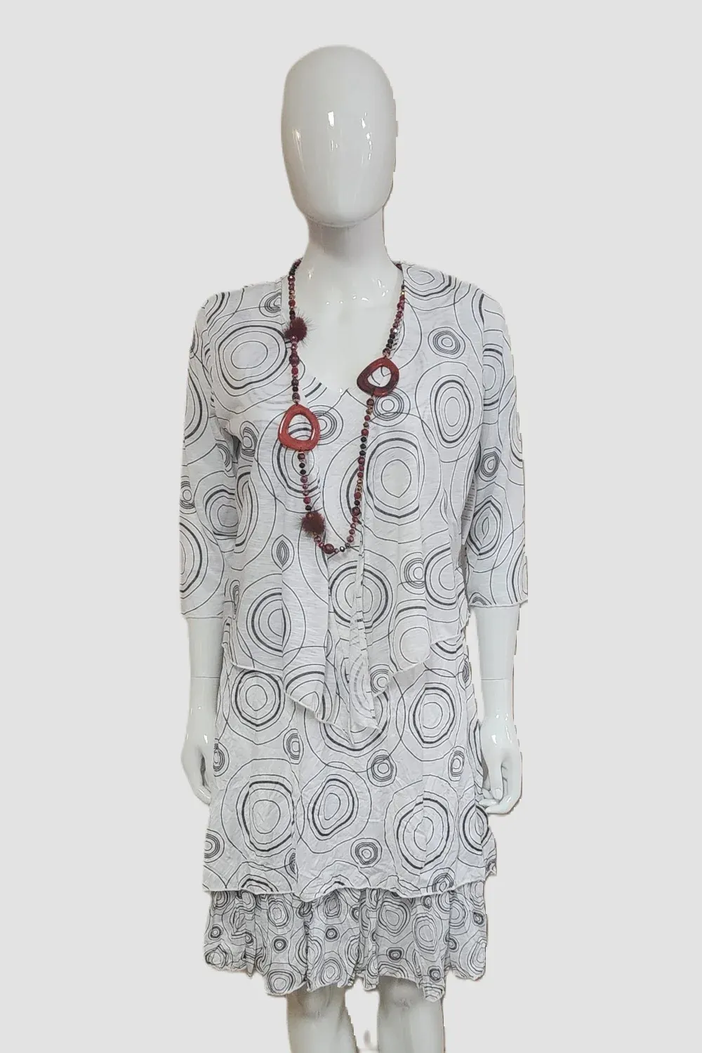 Black and White Circular Print Bolero