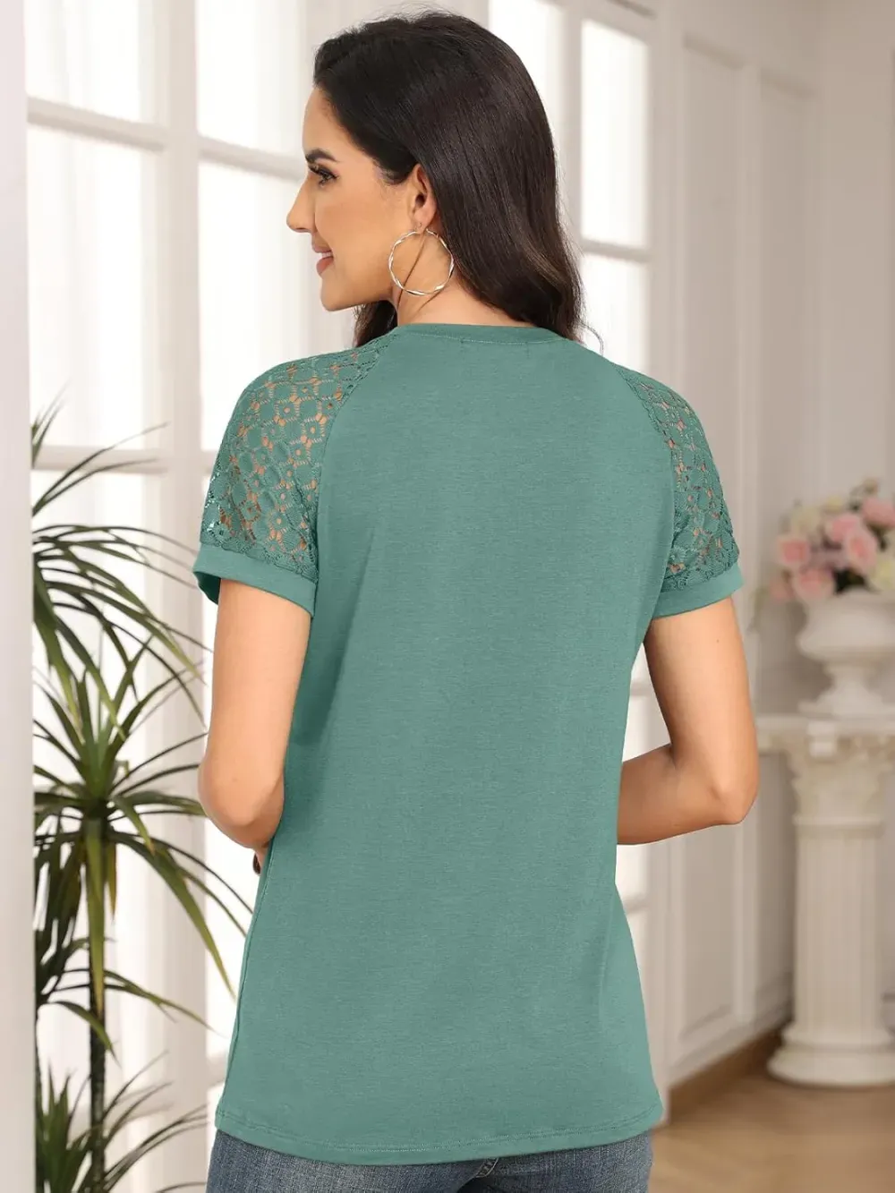 AUTOMET Womens Tshirts Trendy Fashion Tops Lace Short Sleeve Business Tee Shirts Casual Knitted Blouses Summer Outfits 2024