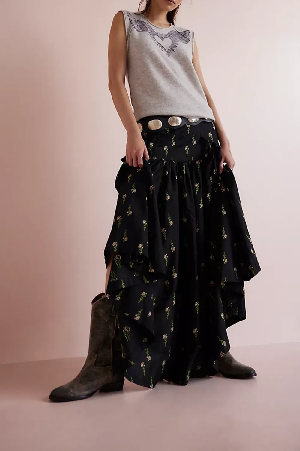 Floral Print Maxi Skirt