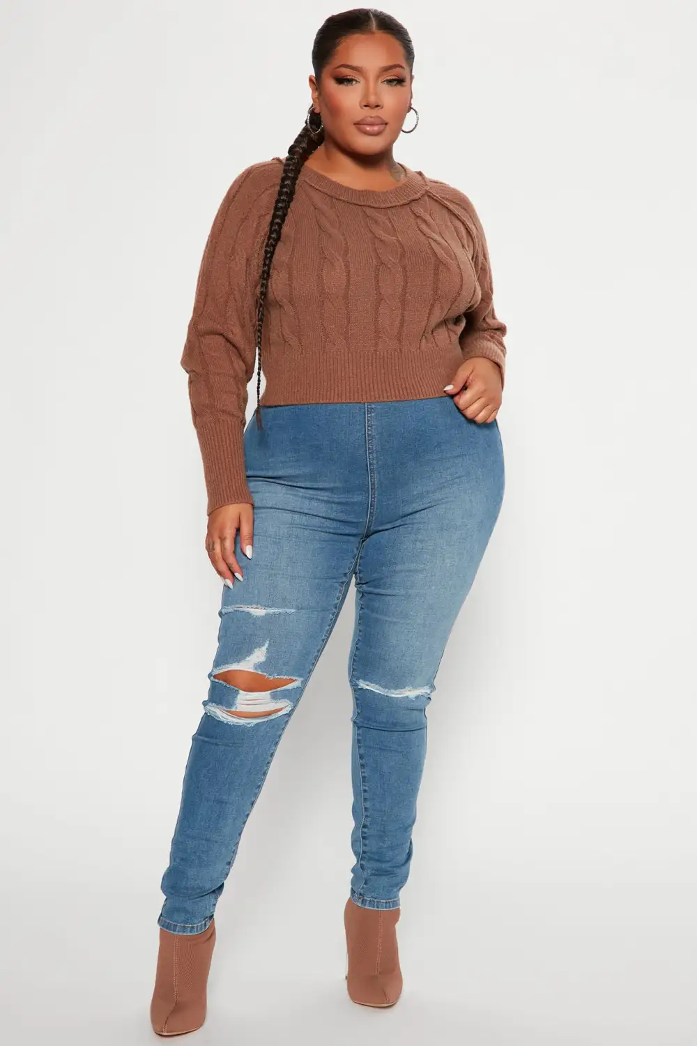 Charade Cable Knit Sweater - Mocha