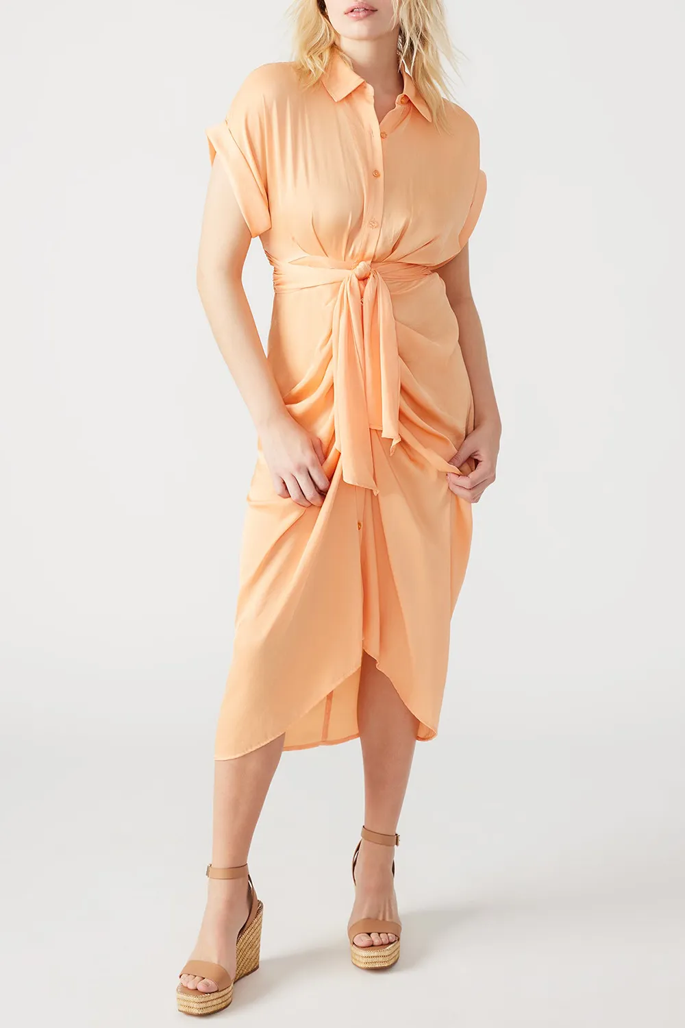 SLIGHT STRETCH DRESS PEACH