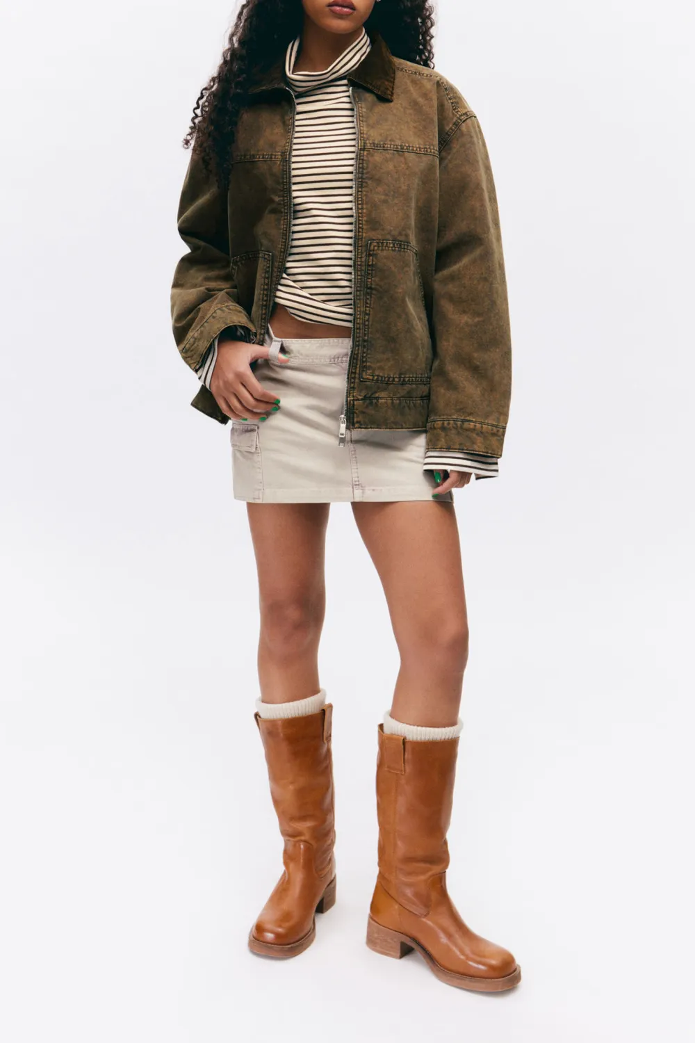 Zip Up Drop Shoulder Jacket