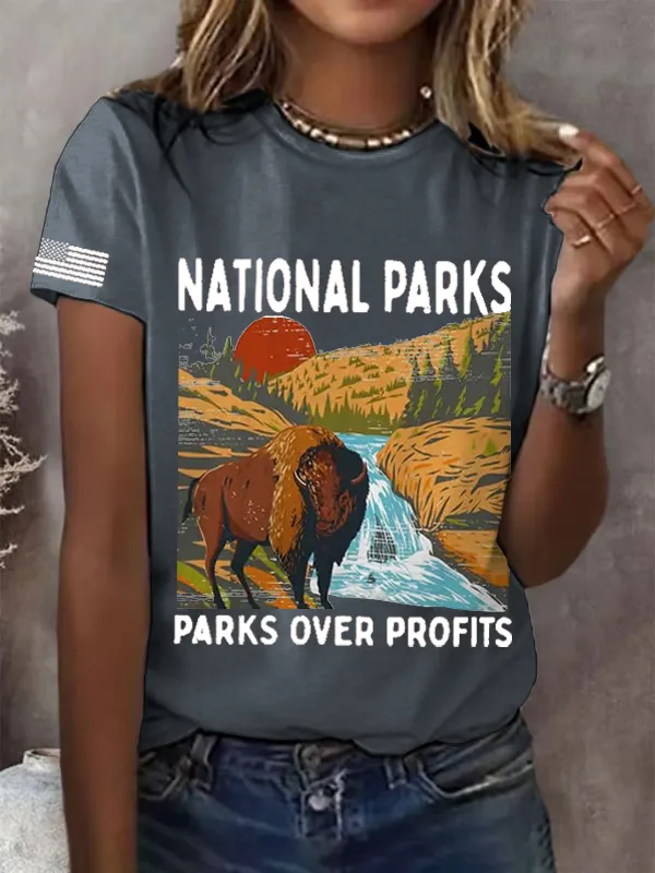 Women'S National Park Print Crew Neck T-Shirt