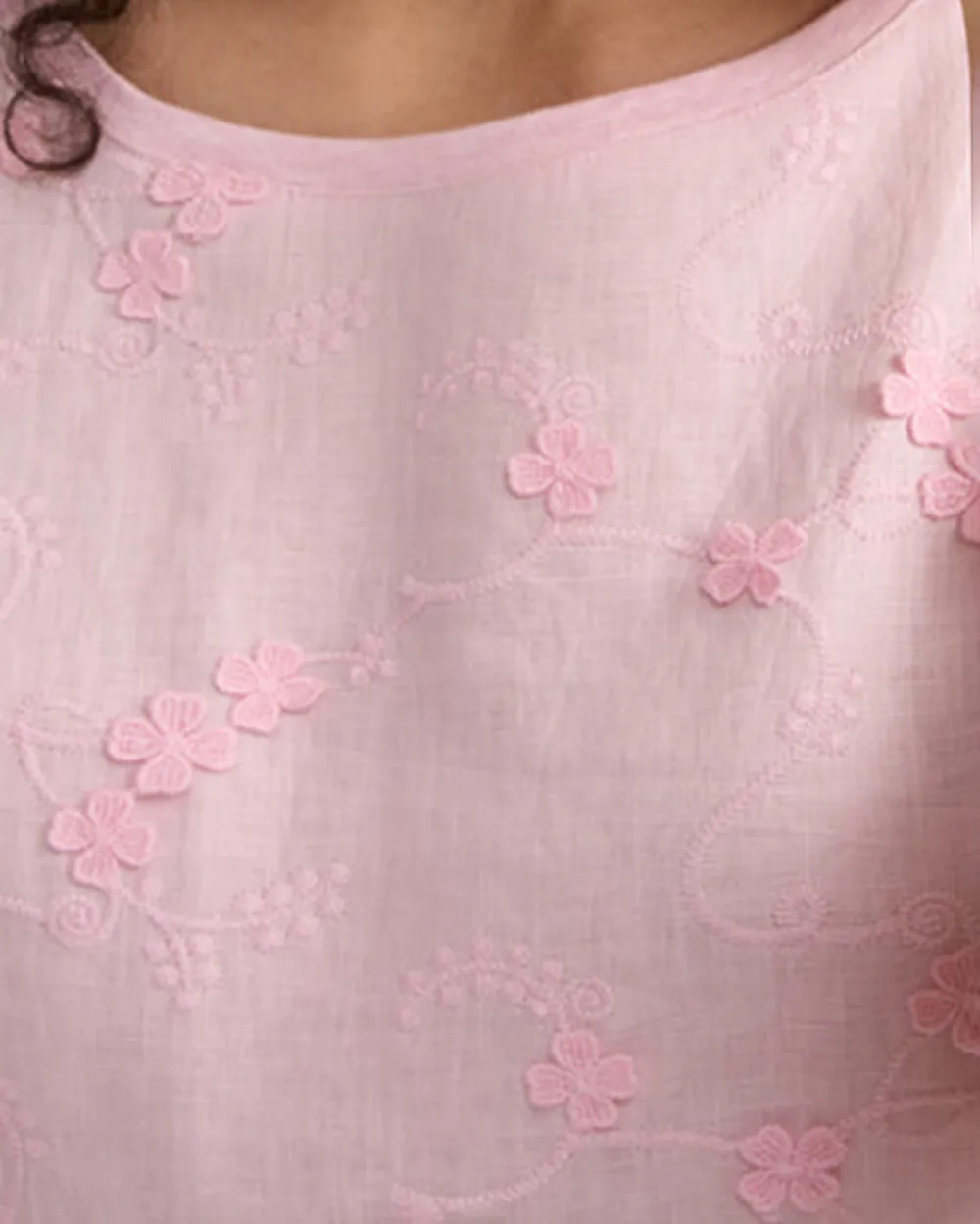 Mixed Linen Floral T-Shirt