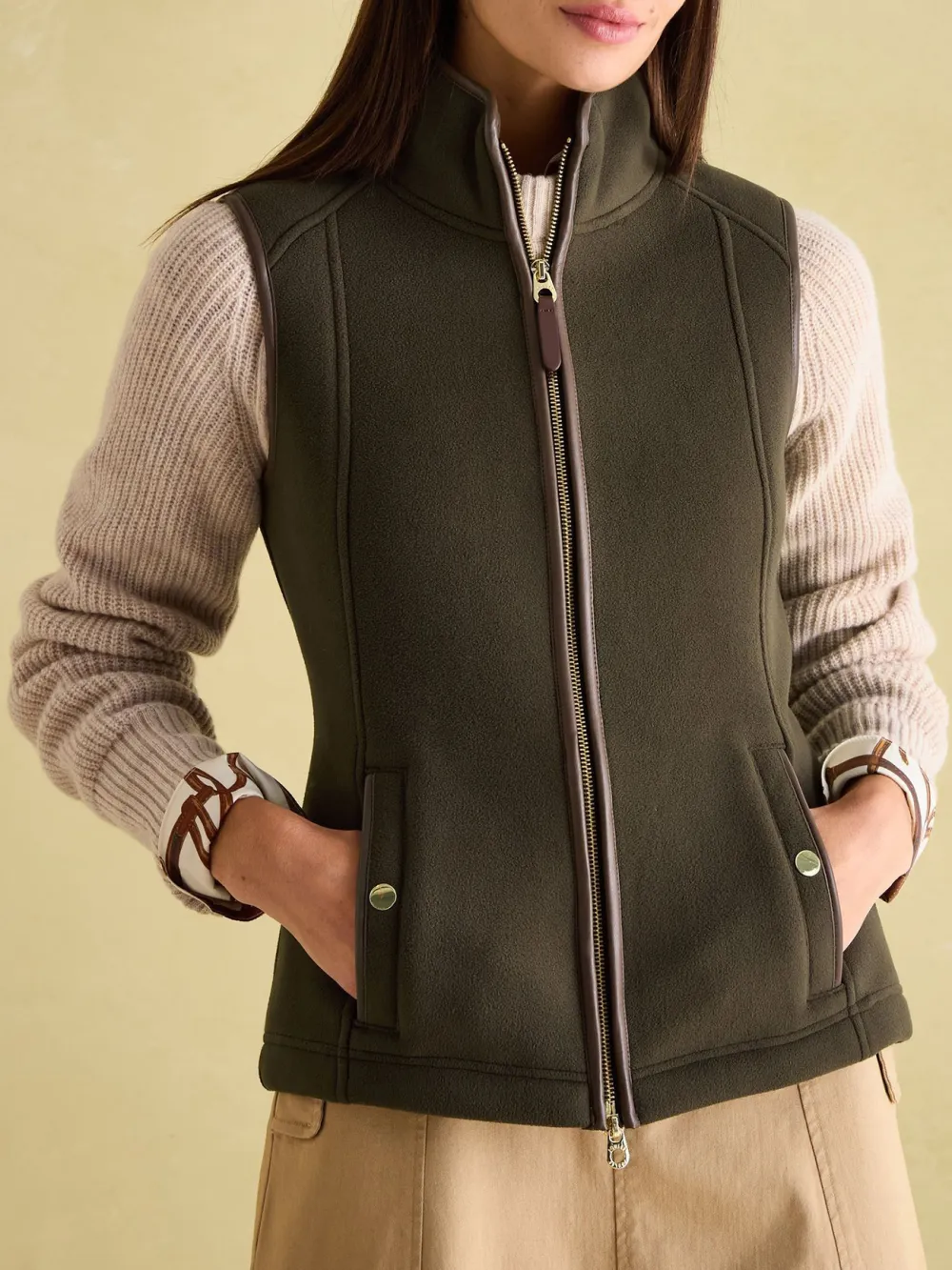 Slight Stretch Green Fleece Gilet