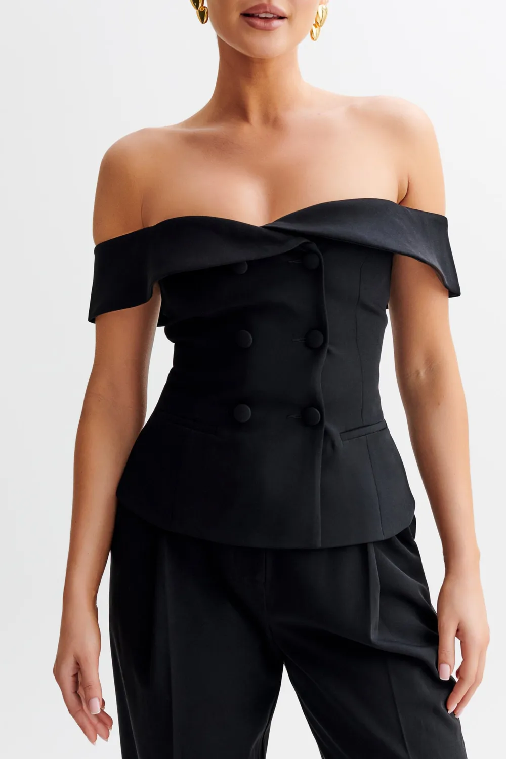 Strapless Suiting Top