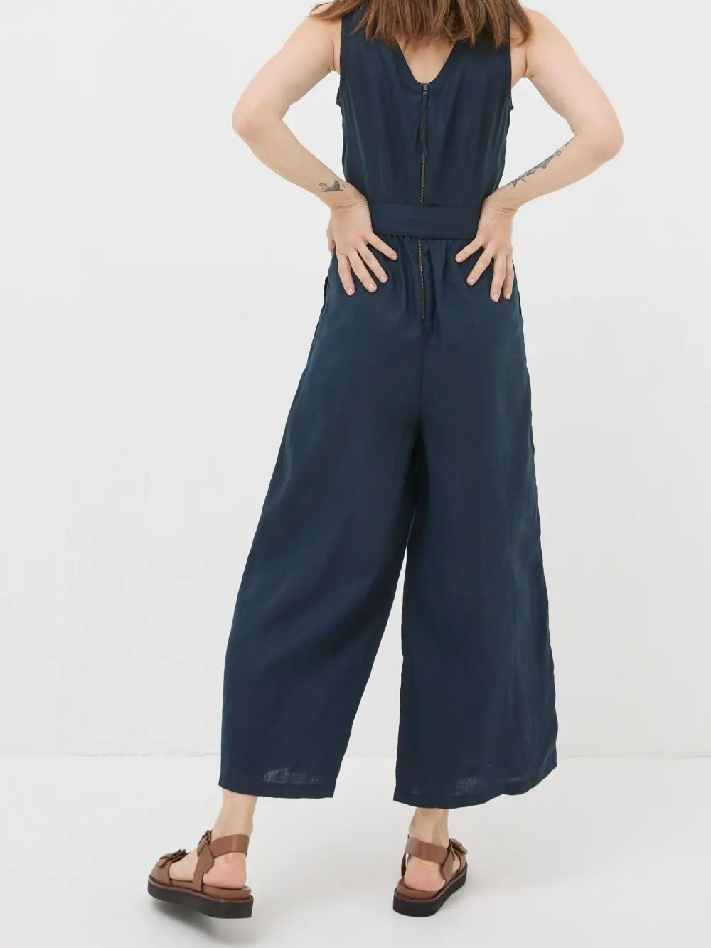 Liz Blue Linen Jumpsuit