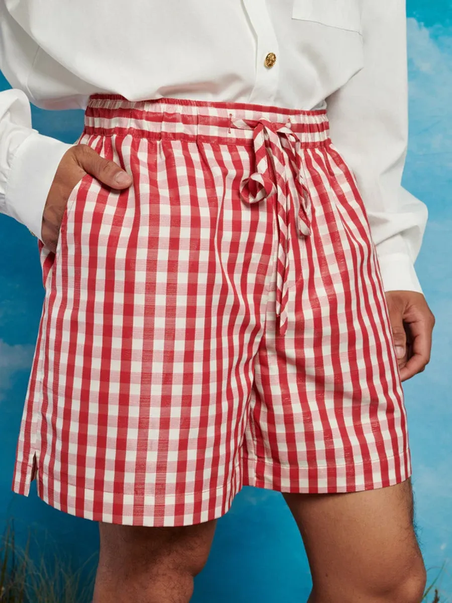 Casual Style Straight Gingham Shorts