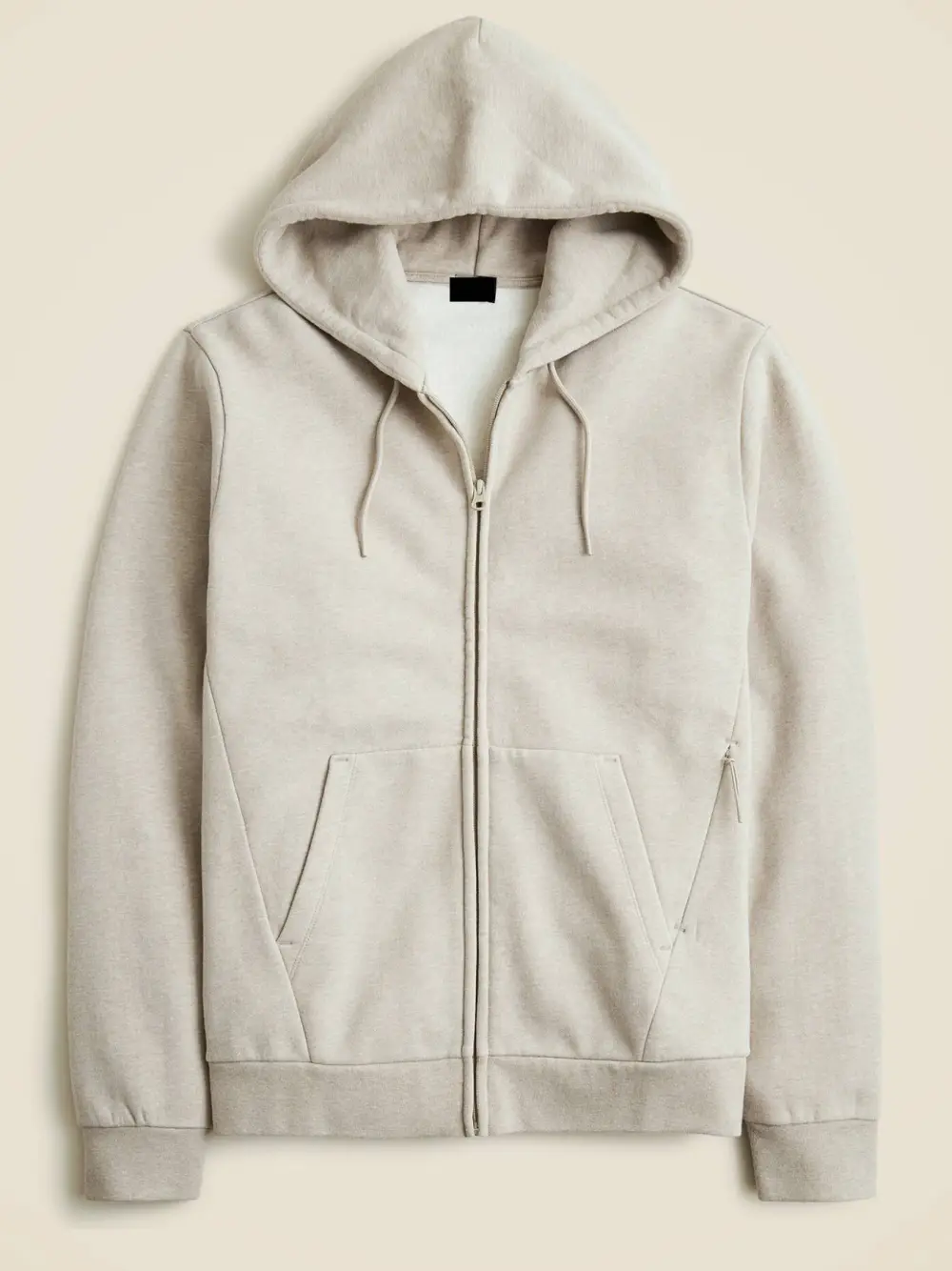 Beige Zip Up Hooded Men's Sweatshirt