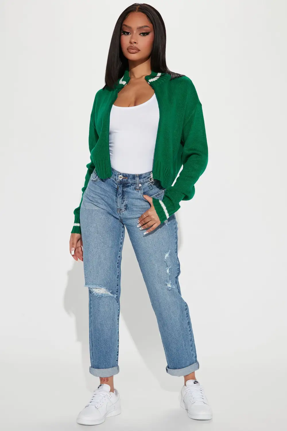 Open Book Knit Bomber - Hunter