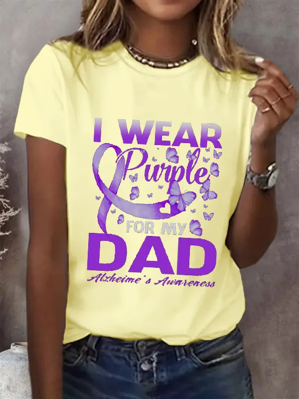 I Wear Purple For My DAD Alzheimer'S Awareness T-Shirt