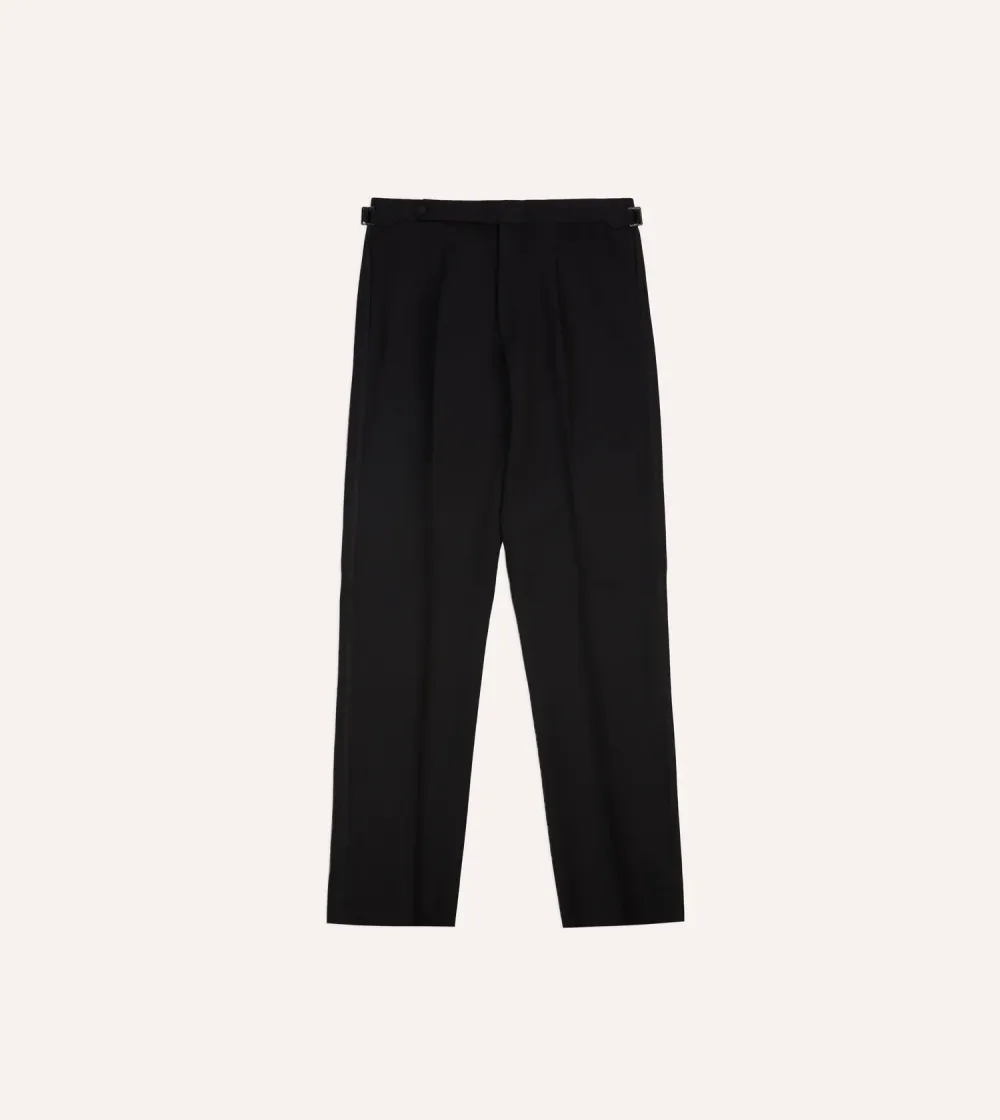 Black Pleated Straight Leg Trousers