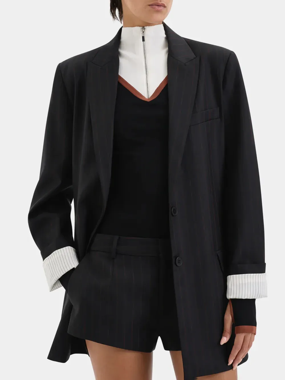 Casual Style Red Pinstripe Blazer