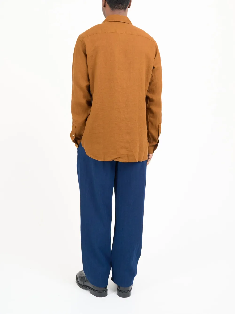 Casual Style Long Sleeve Orange Linen Shirt