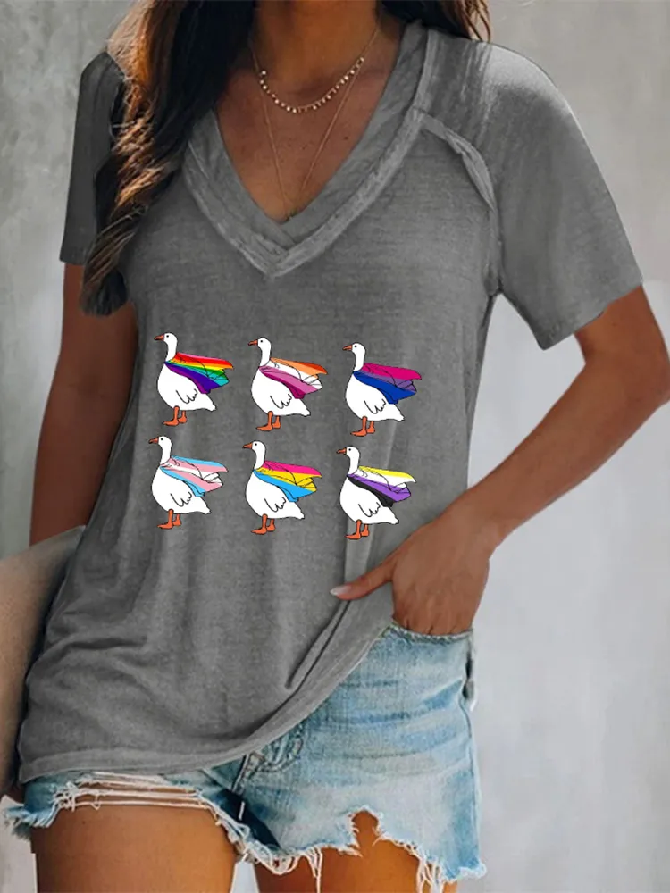 Women'S V-Neck Pride Month Short-Sleeved T-Shirt