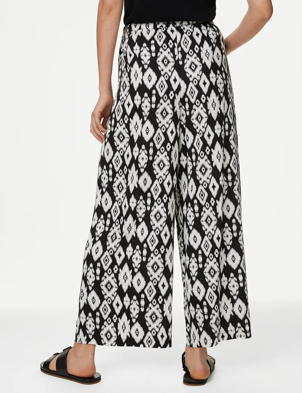 Plants Printed Wide Leg Trousers