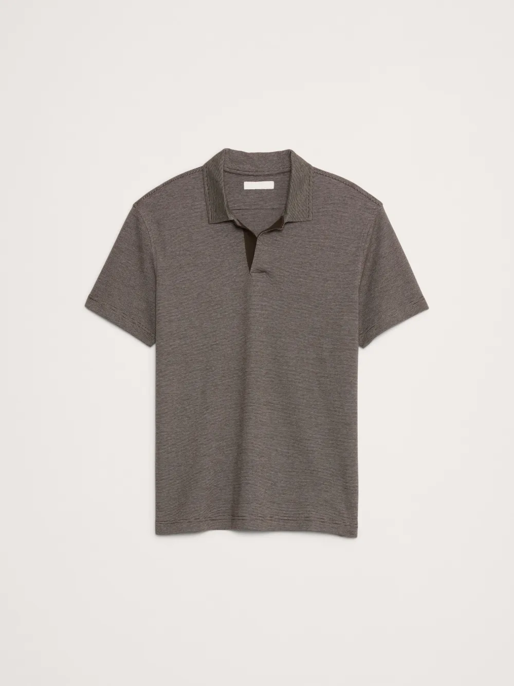 Men's Brown Micro Stripe Loose Straight Striped Polo Shirt