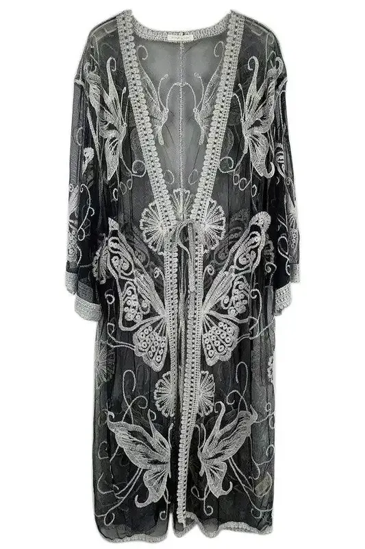Butterfly Pattern Lace Kimono  choice of colors
