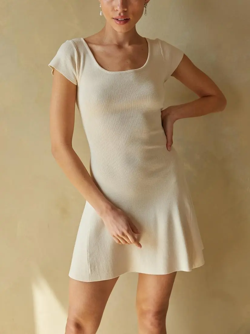 Knit Open Back Mini Dress