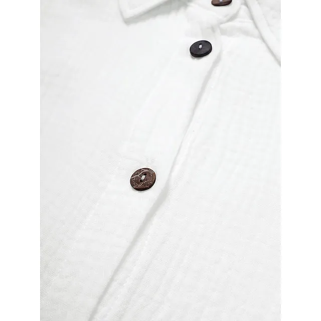 Women's Shirt Dress Casual Dress Mini Dress White Green Long Sleeve Pure Color Button Fall Spring Summer Shirt Collar Basic Daily Fall Dress Loose Fit 2023 M L XL 2XL 3XL