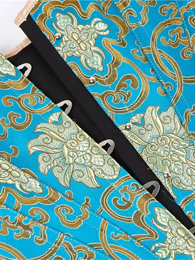 Corset Women's Corset Tops Party & Evening Club Black Blue Sexy Overbust Corset Hook & Eye Lace Up Retro Tummy Control Push Up Flower Fall Winter