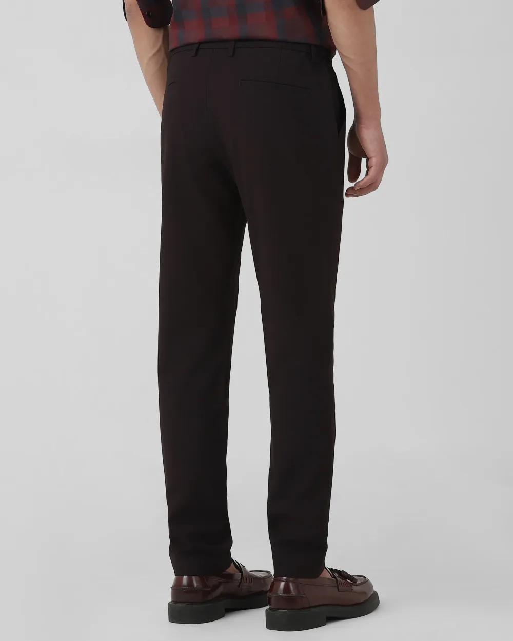 Classic Versatile Daily Slim-Fit Straight-Leg Maroon Trousers
