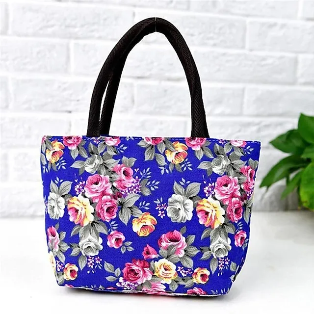 Women's Handbag Nylon Outdoor Daily Zipper Large Capacity Breathable Lightweight Flower Black Red Blue