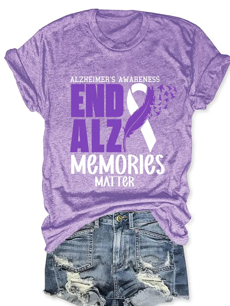 Women'S Alzheimer'S Awareness End Alz Memories Matter Round-Neck T-Shirt