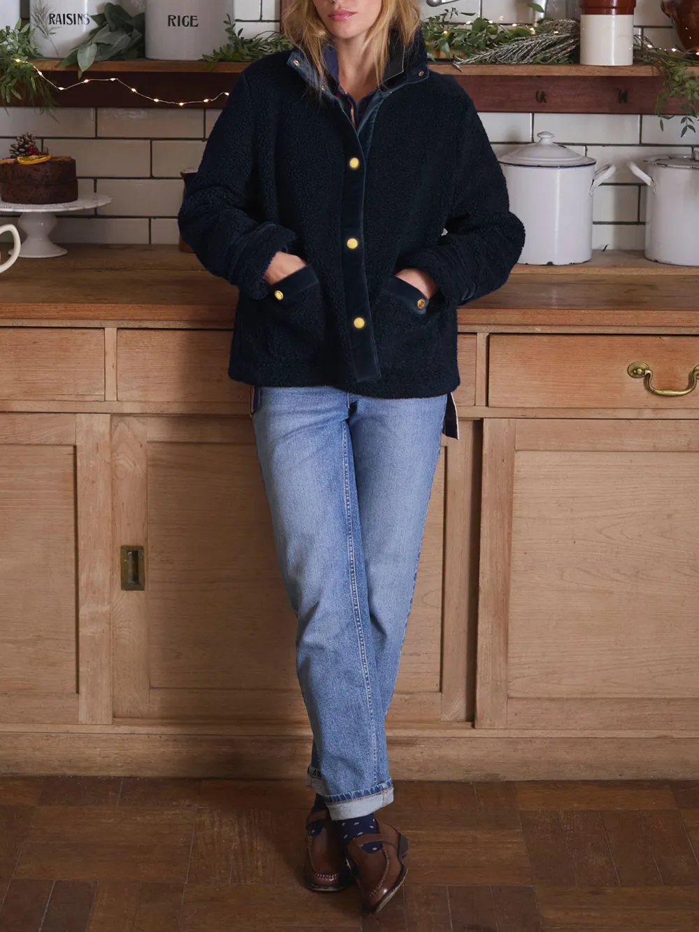 Navy Fleece Long Sleeve Jacket