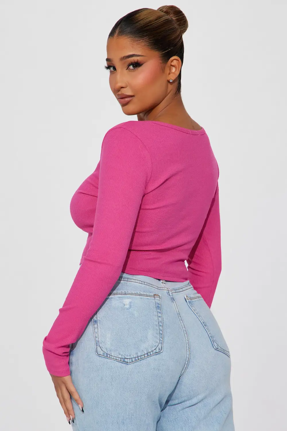Agnus Long Sleeve Crop Top - Rose