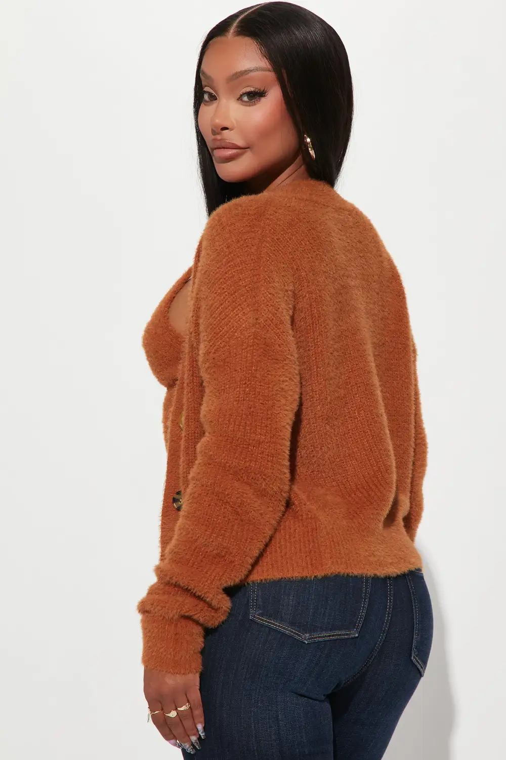 Can't Stop Love Fuzzy Sweater Set - Chestnut