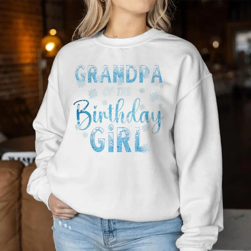 Grandpa Of The Birthday Girl Snowflakes Themed Matching Women Sweatshirt