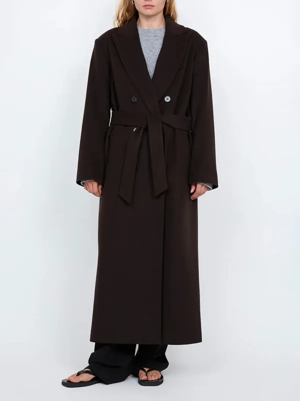 Casual Style Long Sleeve Coat Chocolate