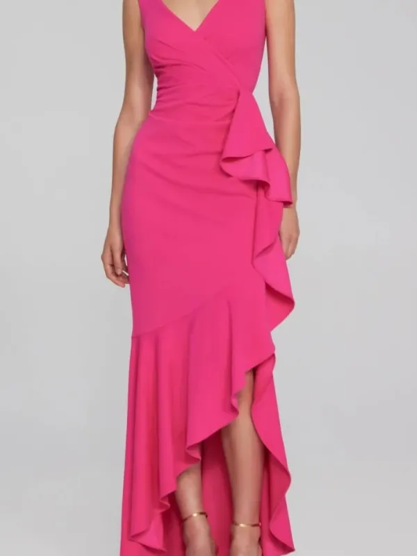 Hot Pink Ruffled Wrap Dress