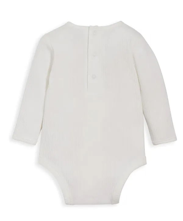 Organic Cotton Ribbed Bodysuit - White
