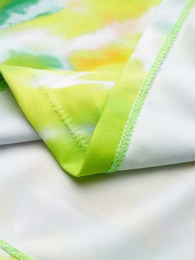 Casual Tie-Dye Pattern Printing  Scoop Neck  Tankinis Two-Piece Set