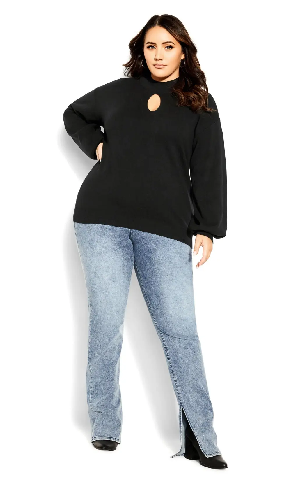 Evans Black Keyhole Long Sleeve Jumper