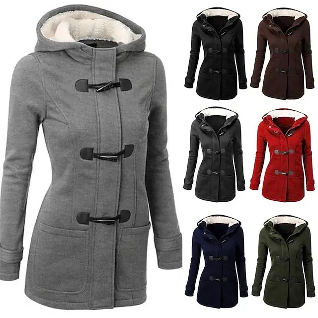 Women's Winter Coat Cropped Hooded Coat Thermal Warm Heated Jacket Fall Casual Street Jacket Long Sleeve with Pockets Black Army