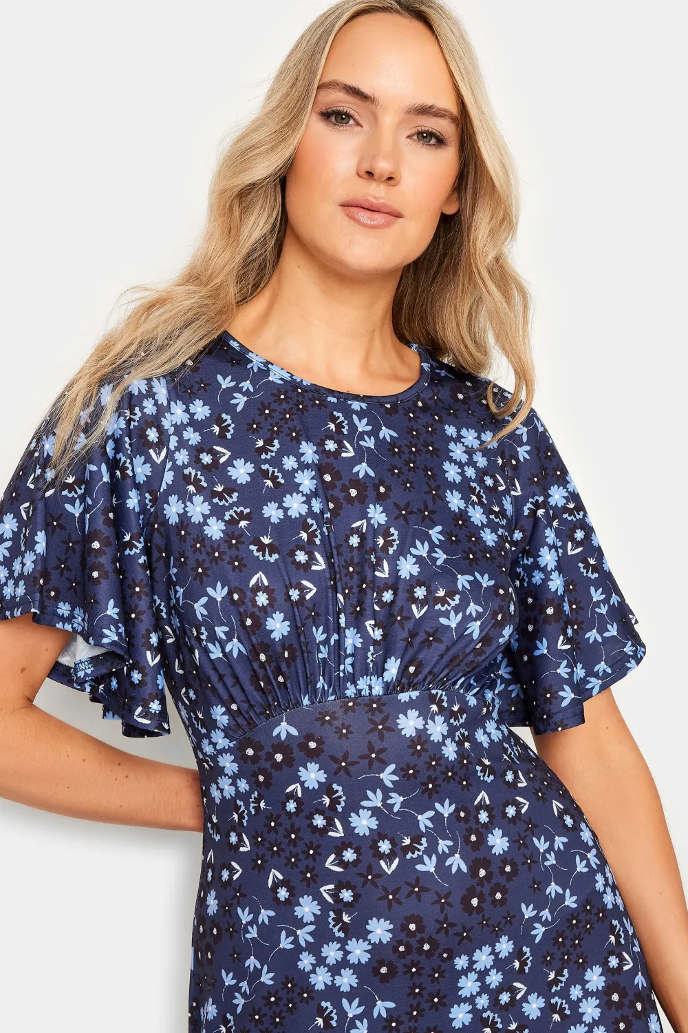 LTS Tall Navy Blue Floral Midi Dress